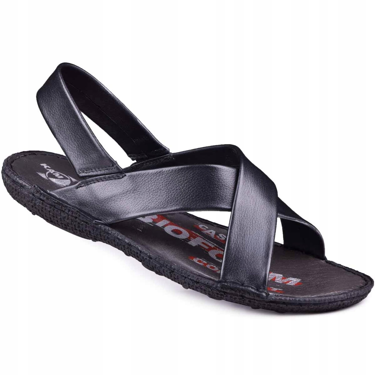 Kampol Heren Sandalen Leer Comfort & Kwaliteit Zwart