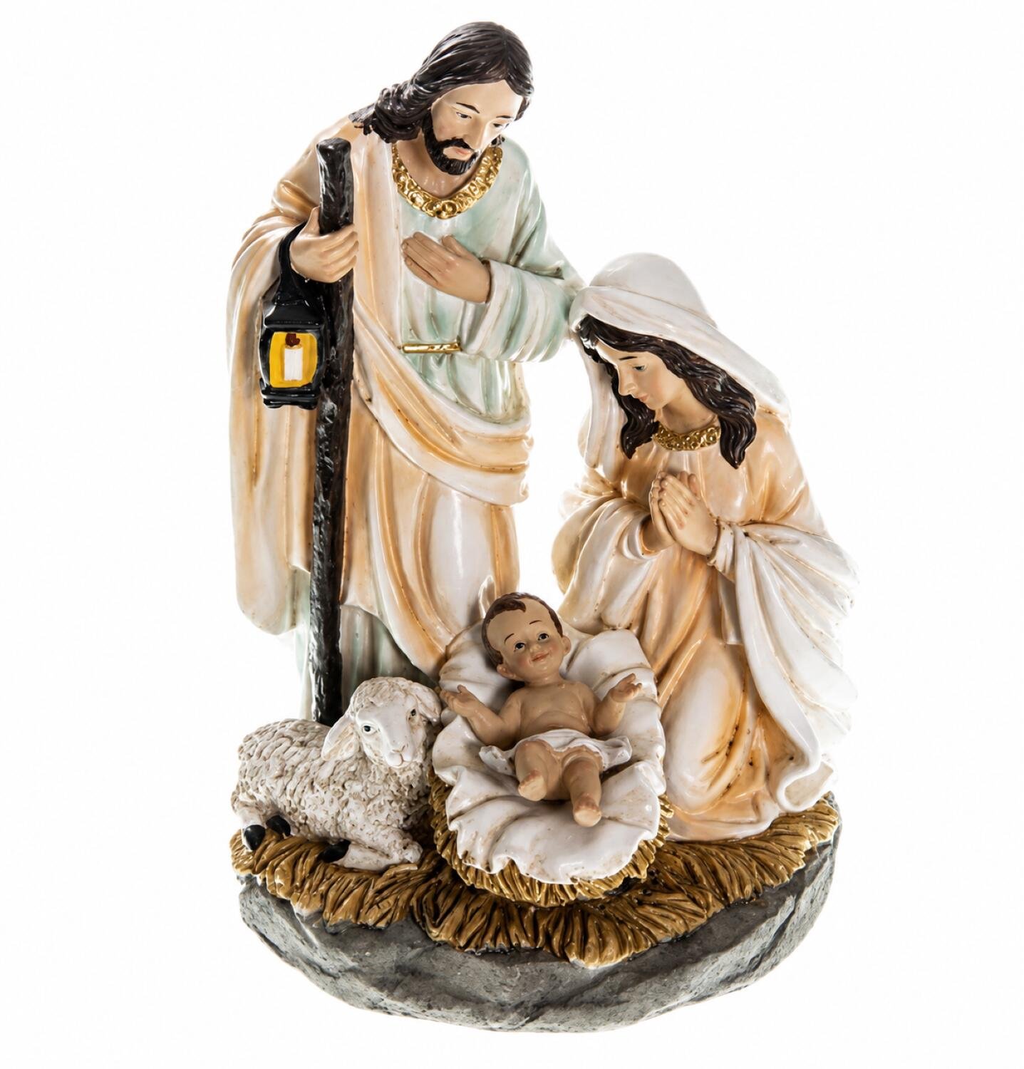 Kerststal beeldjes - Jozef - Maria - kindje Jezus - set 3x personen - 15.5 cm - kerstmis - kerststalbeeldjes