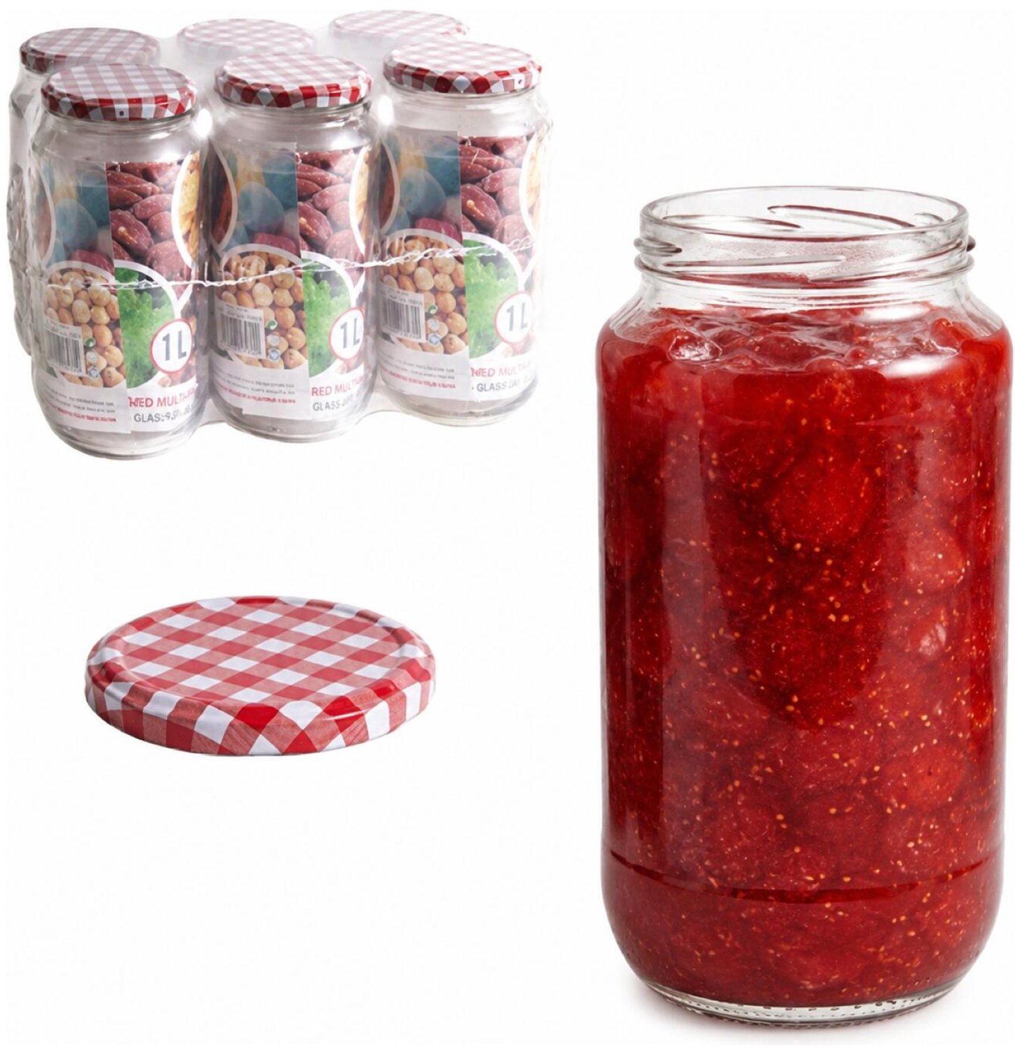 Alessandro Weckpotten / inmaakpotten Juicy - 6x stuks - transparant - 1000 ml - met draaideksel - glas - lege potjes - voedsel bewaren