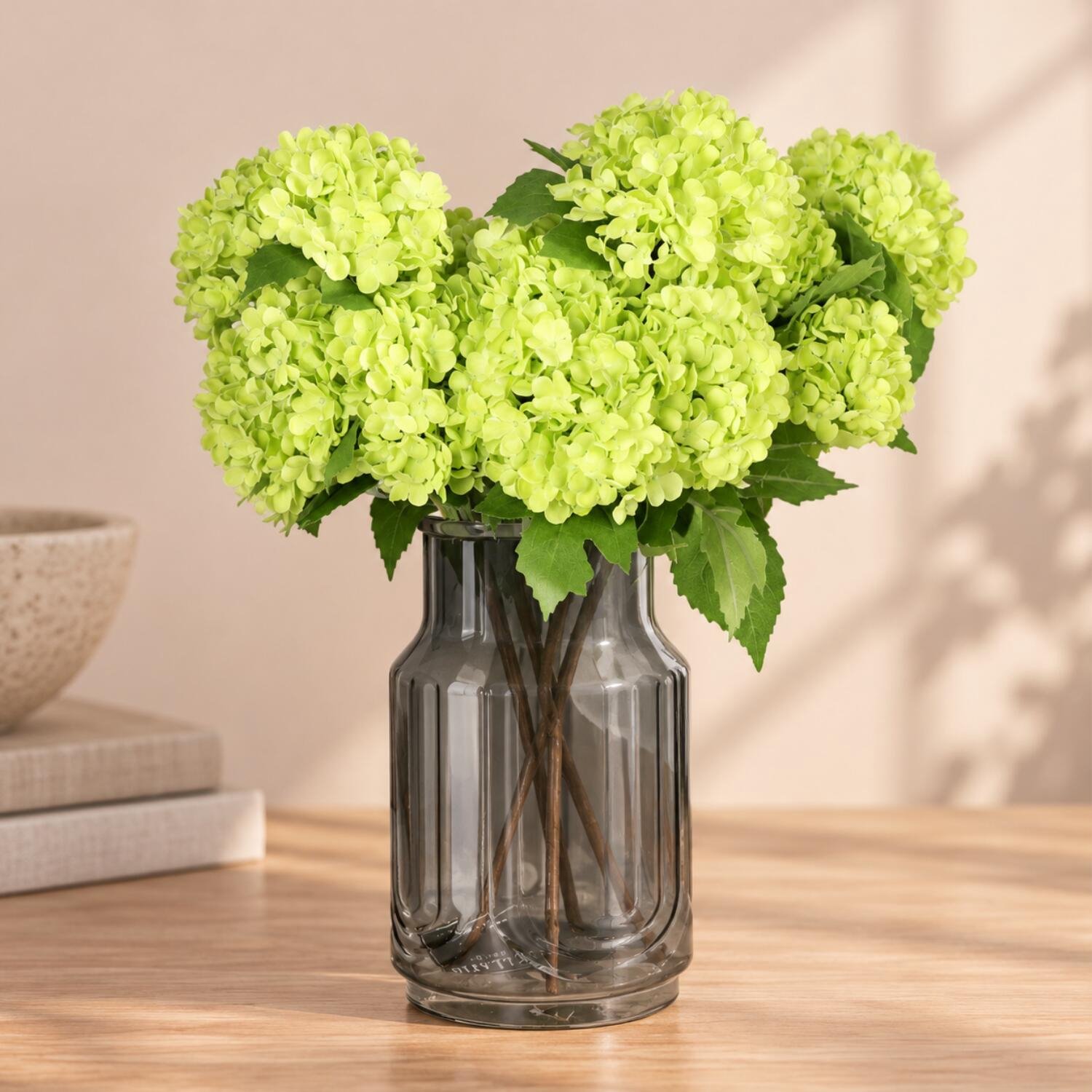 Bellatio Design Kunstbloem Viburnum / sneeuwbal - 6x - 30 cm - groen - losse steel - kunst zijdebloemen