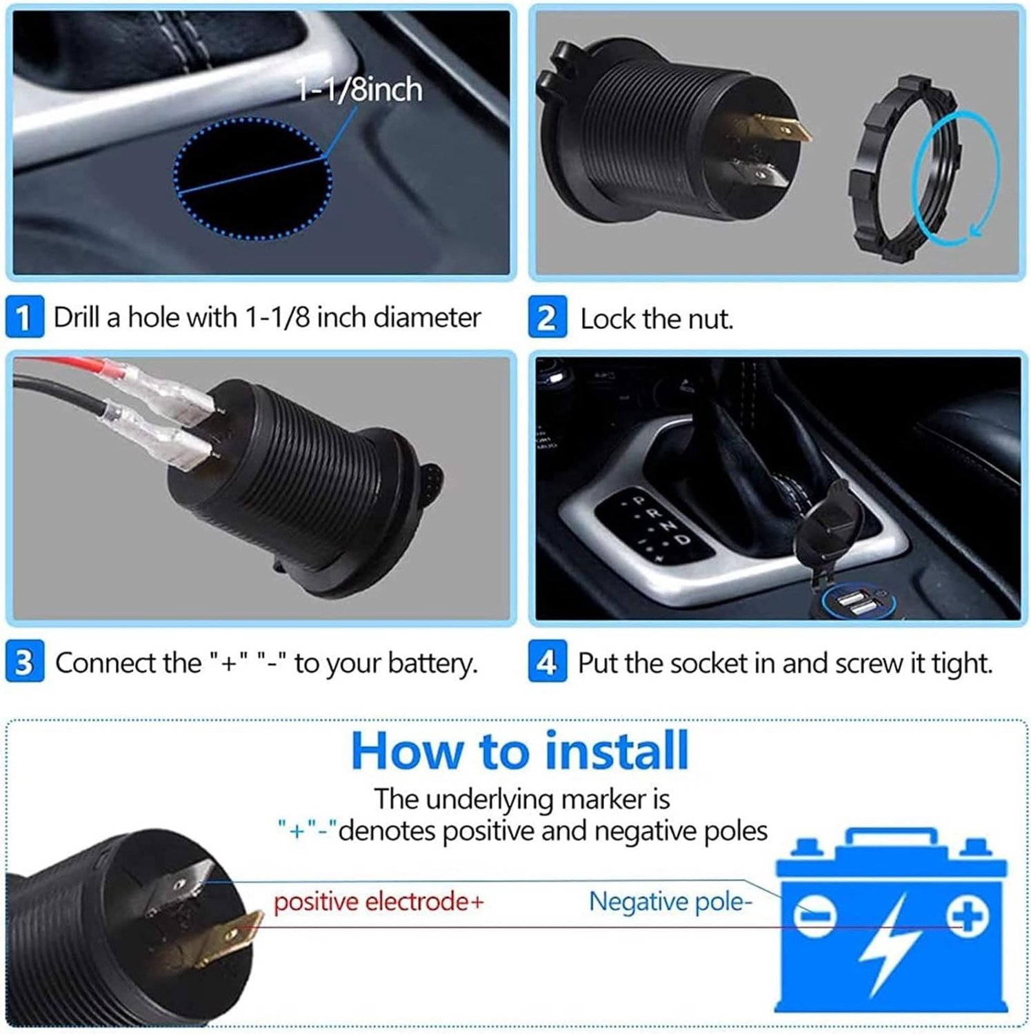 Oplaadbare Auto Lader met USB, QC3.0 en PD/Type-C, Waterdicht en LED Verlichting voor Snelladen – foto 6