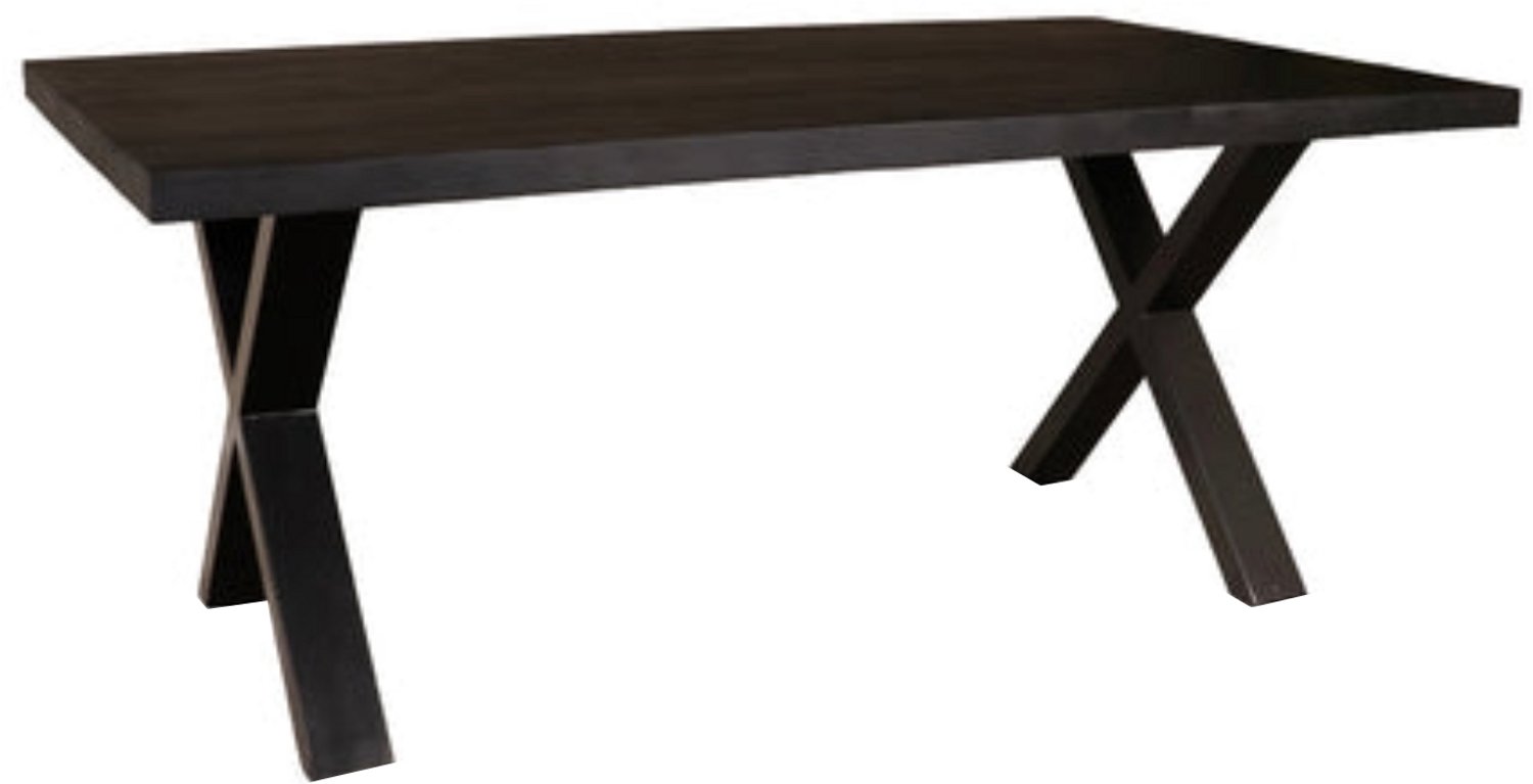 Lizzely Garden & Living Eettafel rechthoek mangohout Xavier zwart 180cm duurzaam tafel met X-poot mango eetkamertafel rechthoekig hout