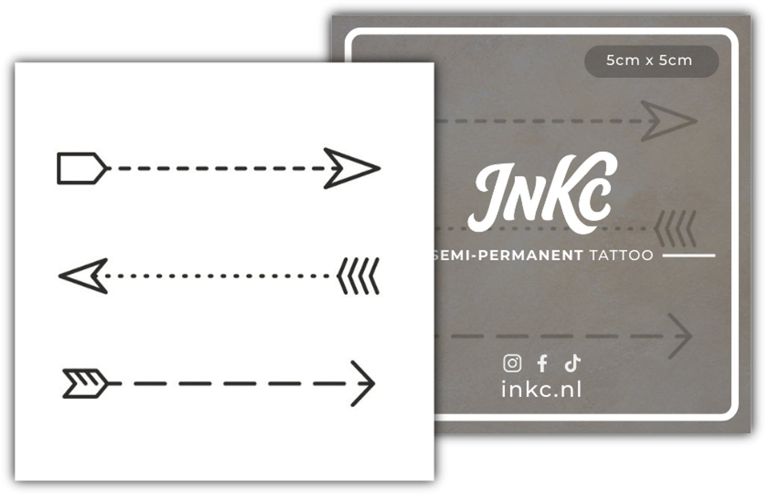 INKC - Tijdelijke Tattoo - Pijlen - Nep Tattoo - Plak Tattoos - Blijft tot 2 weken - 5 x 5cm