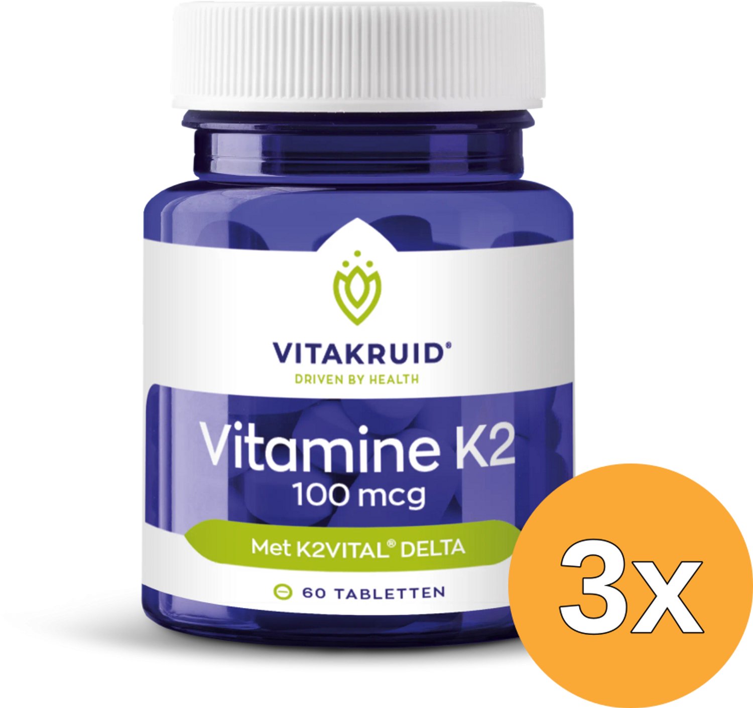 3x Vitakruid Vitamine K2 100 mcg K2Vital® Delta (60 tabletten)