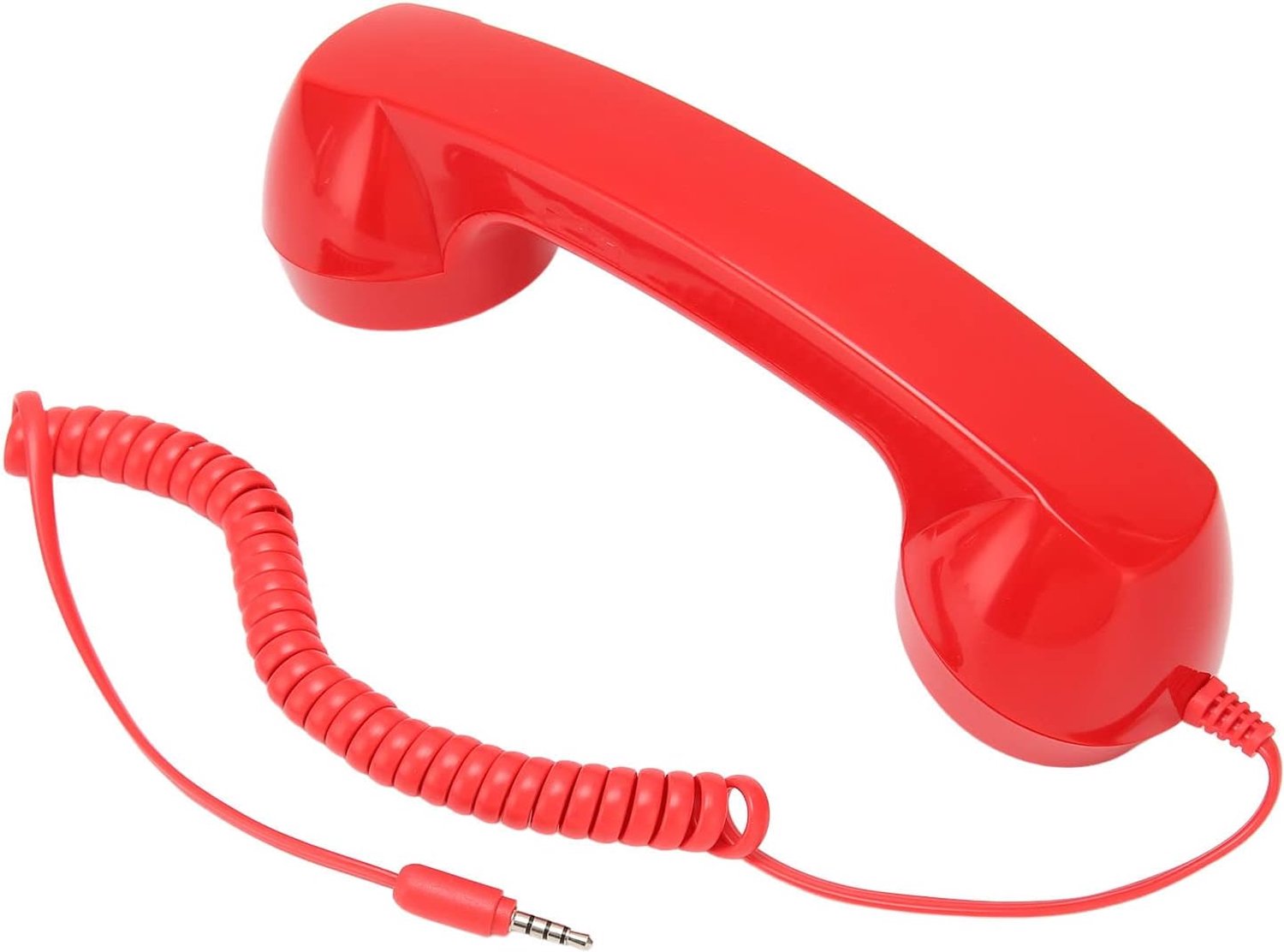 Retro telefoonhoorn, 3,5 mm bedrade ontvanger met microfoon en luidspreker, volumeregeling, geschikt voor smartphones en computers (rood).