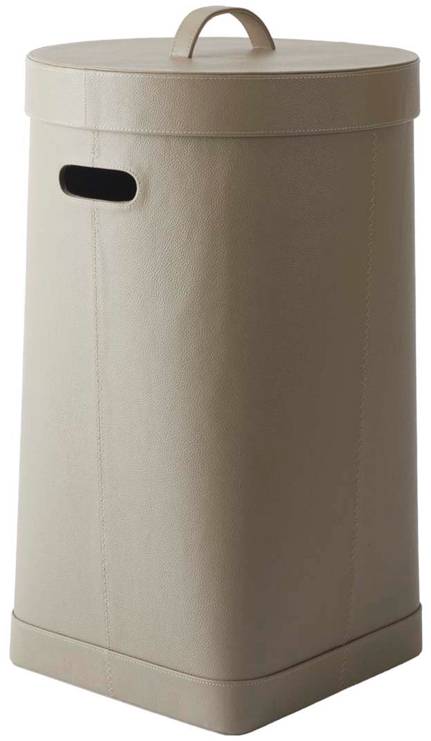 Lotus Wasmand Met Deksel Taupe | Lichtgrijs / Beige | Leer