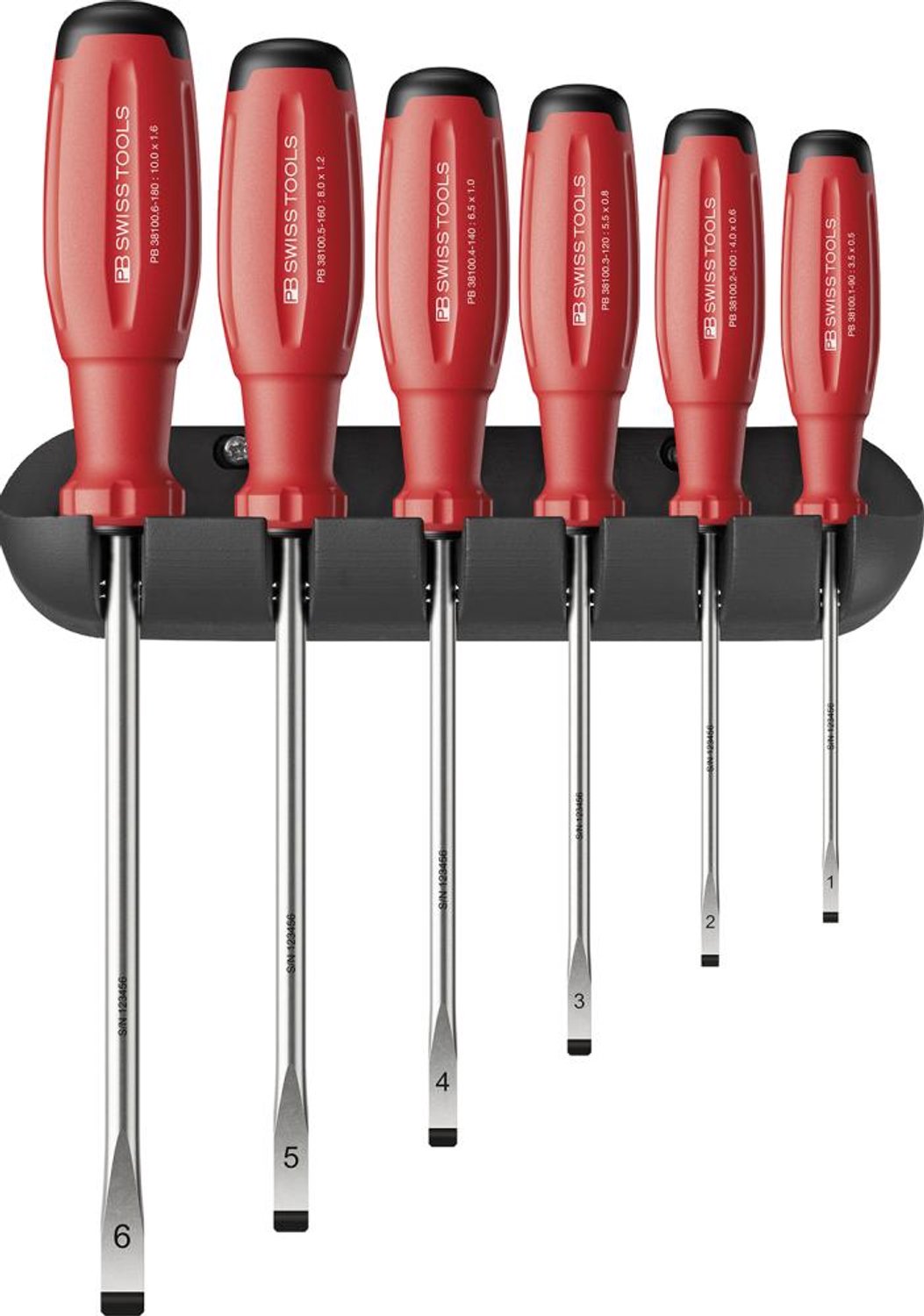 Schroevendraaierset 6-delig sleuf op wandhouder SwissGrip EVO PB Swiss