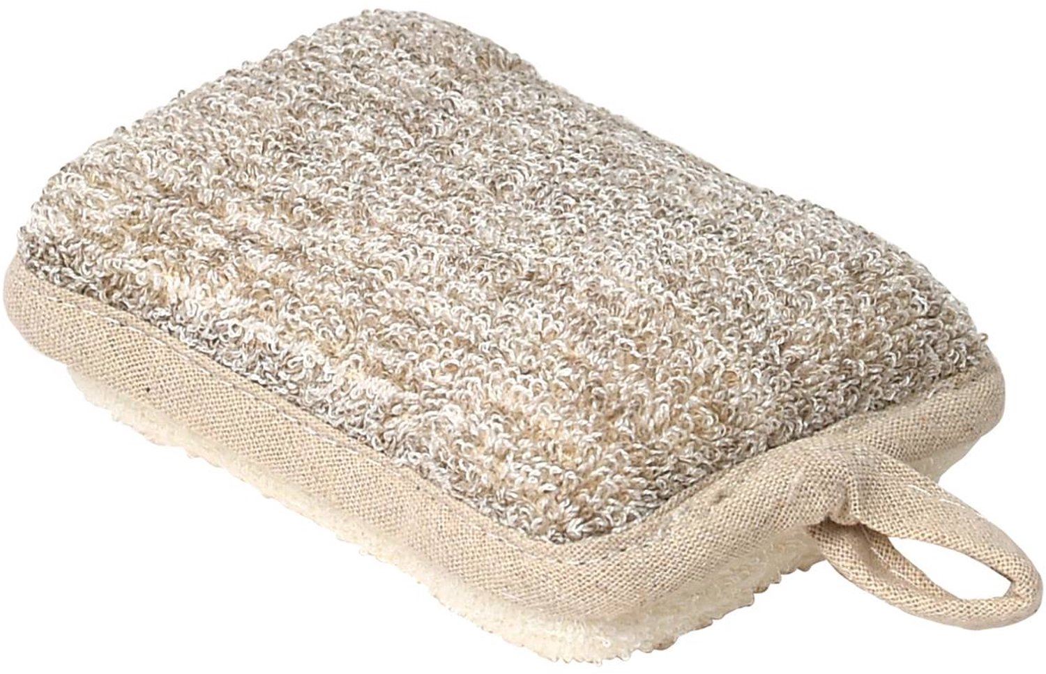 Éponge de bain en bambou et coton petit modèle crème et taupe