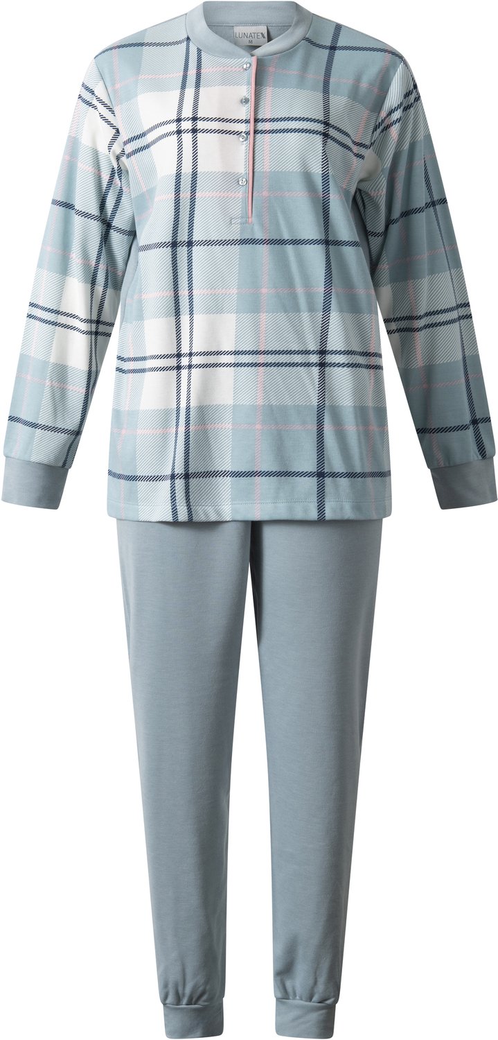 Lunatex warme dames pyjama 124284 - extra aangeruwd - groen
