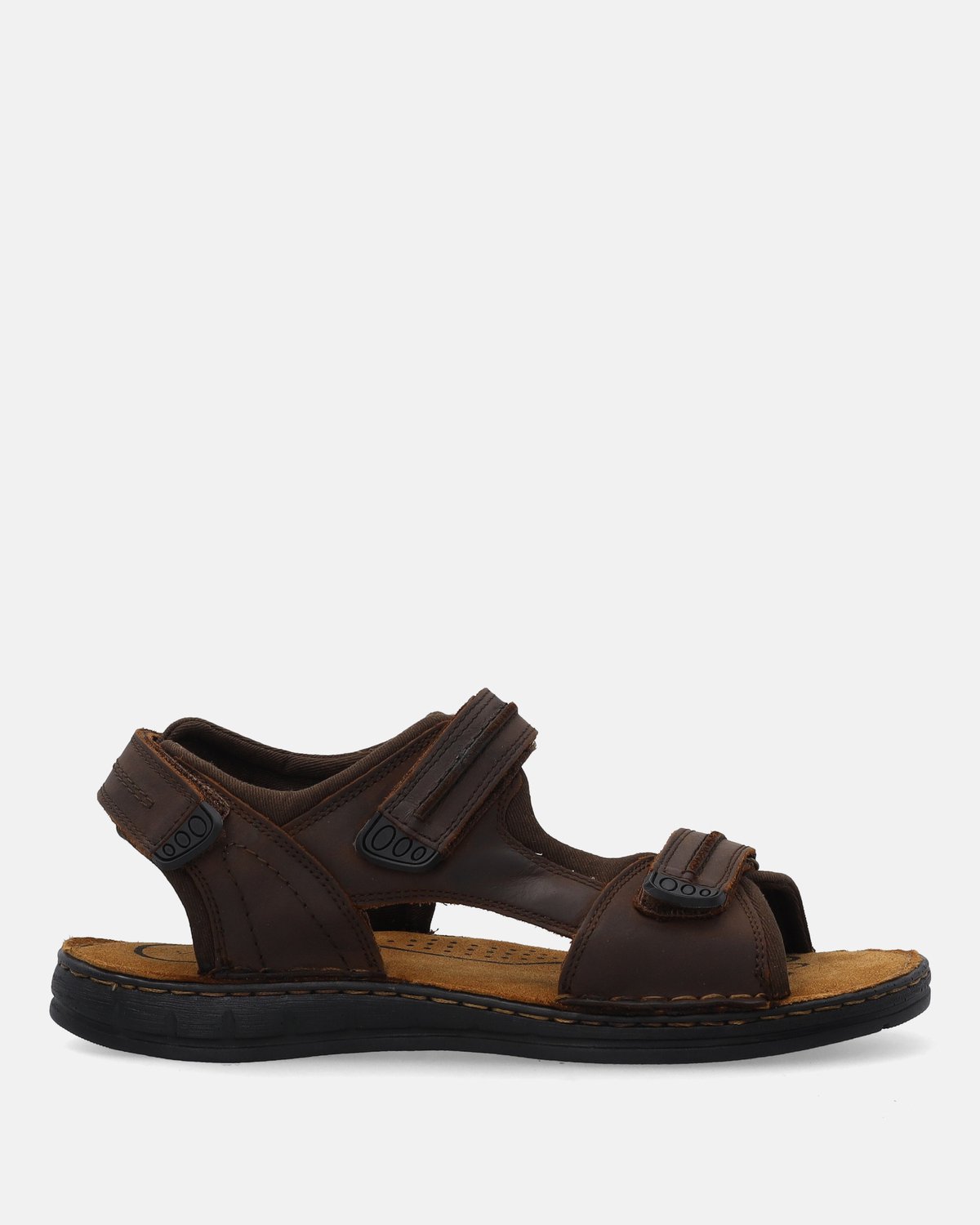 Venezia Heren Bruine Leren Sandalen Klittenband