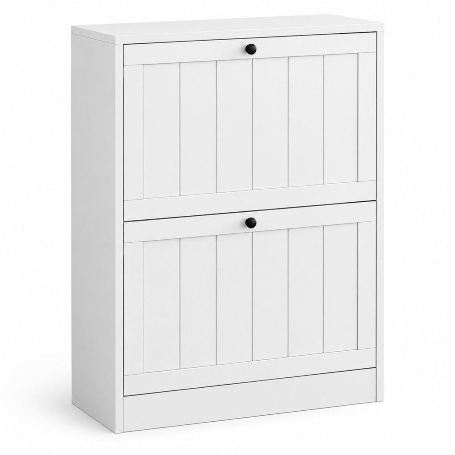 LONG DRAGON – Schoenenkast – 2 kleppen, ondiep ontwerp voor 6–12 paar schoenen – Wit – 60 × 24 × 80 cm
