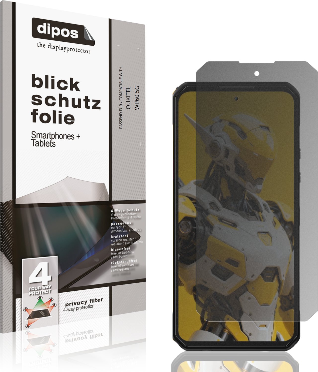 dipos – Matte Privacy Screenprotector geschikt voor OUKITEL WP60 5G | Anti-Spy Beschermfolie
