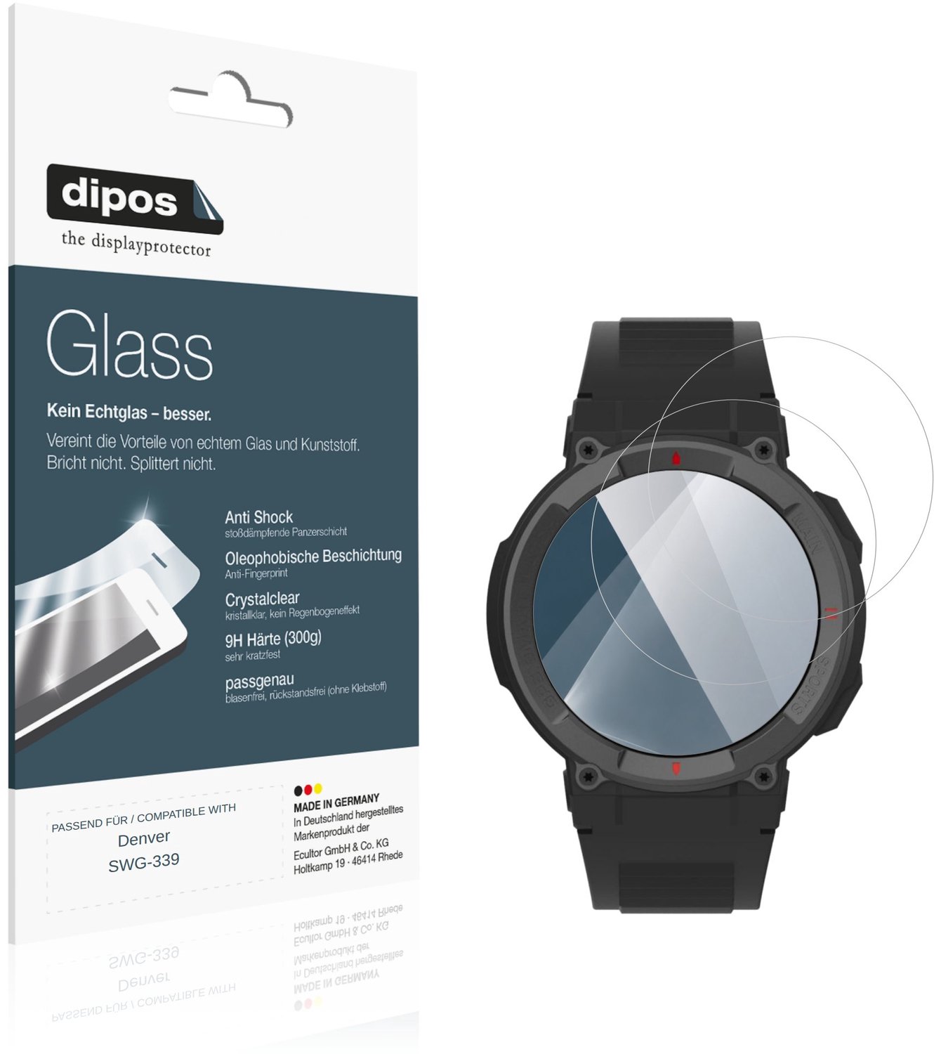 dipos – 2x Pantserfolie geschikt voor Denver SWG-339 | 9H Screenprotector