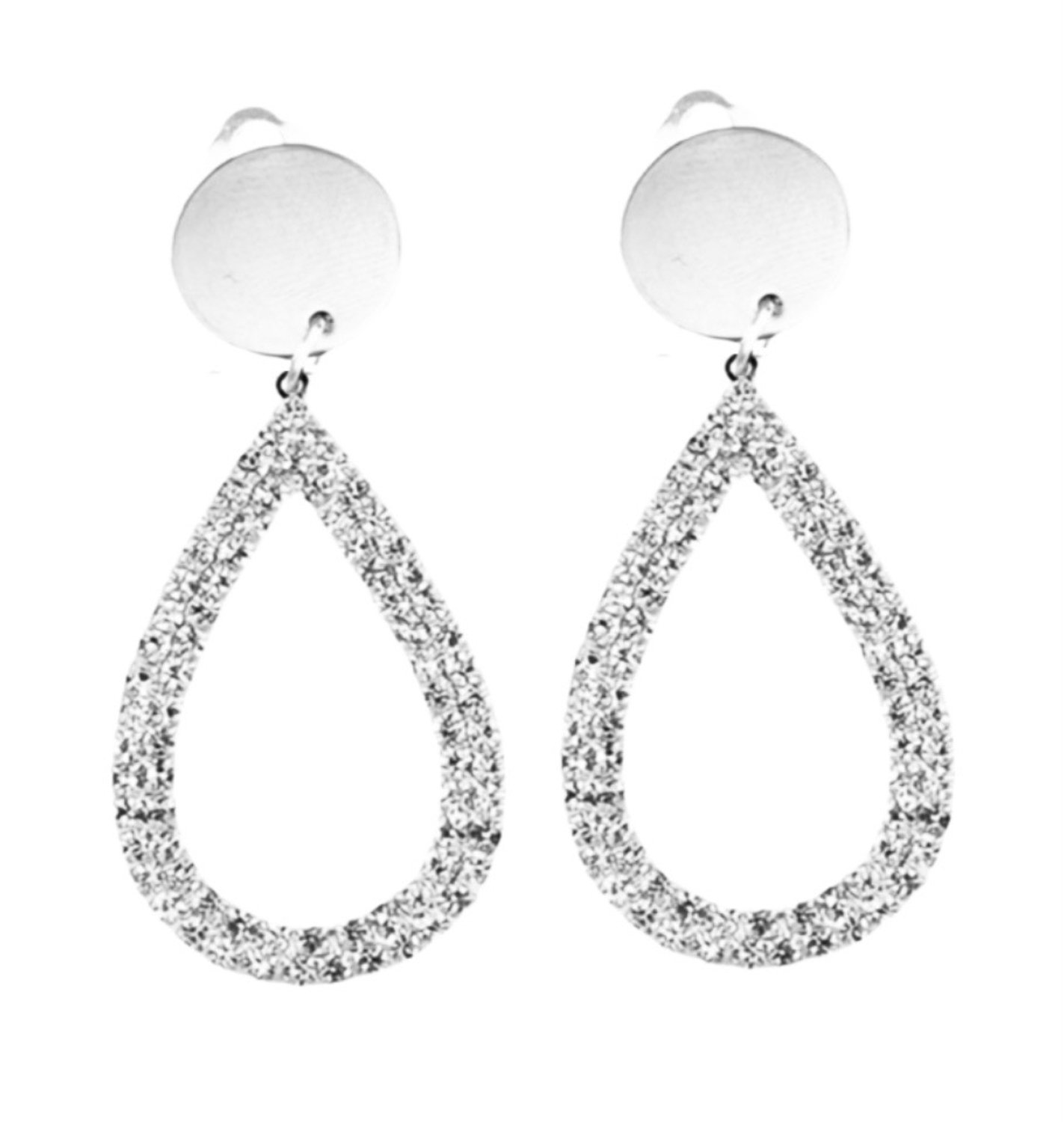 Clip oorbellen- Strass- zilverkleur -Oana- geen gaatje- Charme Bijoux