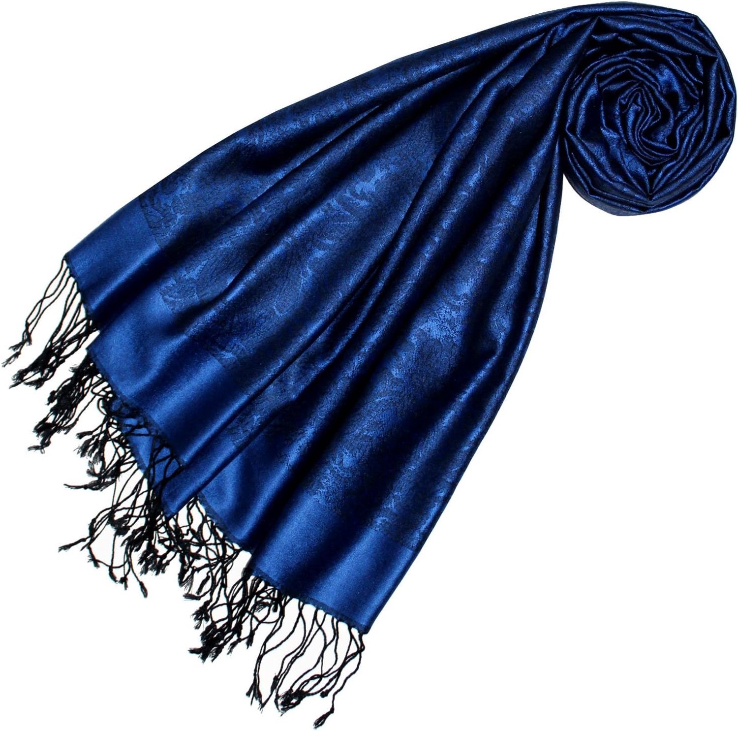 Lorenzo Cana Luxe Zijden Sjaal Paisley Blauw 70x190cm