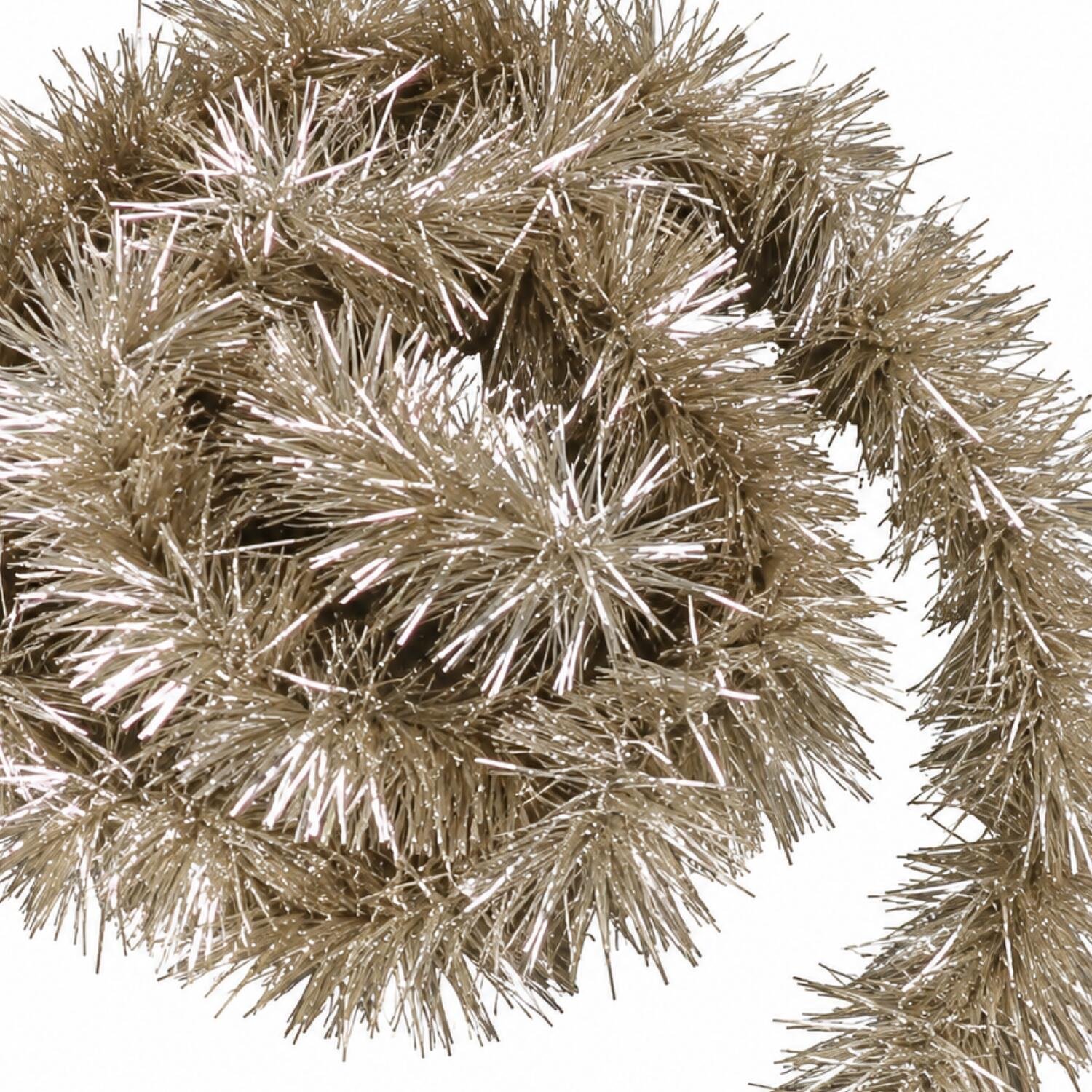 Decoris kerstslinger - 10x - zilver/champagne - 270 x 7 cm - folie/lametta - glans - kerstversiering – foto 5