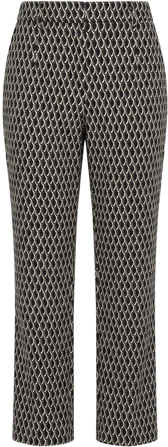 Ulla Popken - Dames - Jacquardbroek grafisch ontwerp smalle pijpen - Zwart - Maat 42