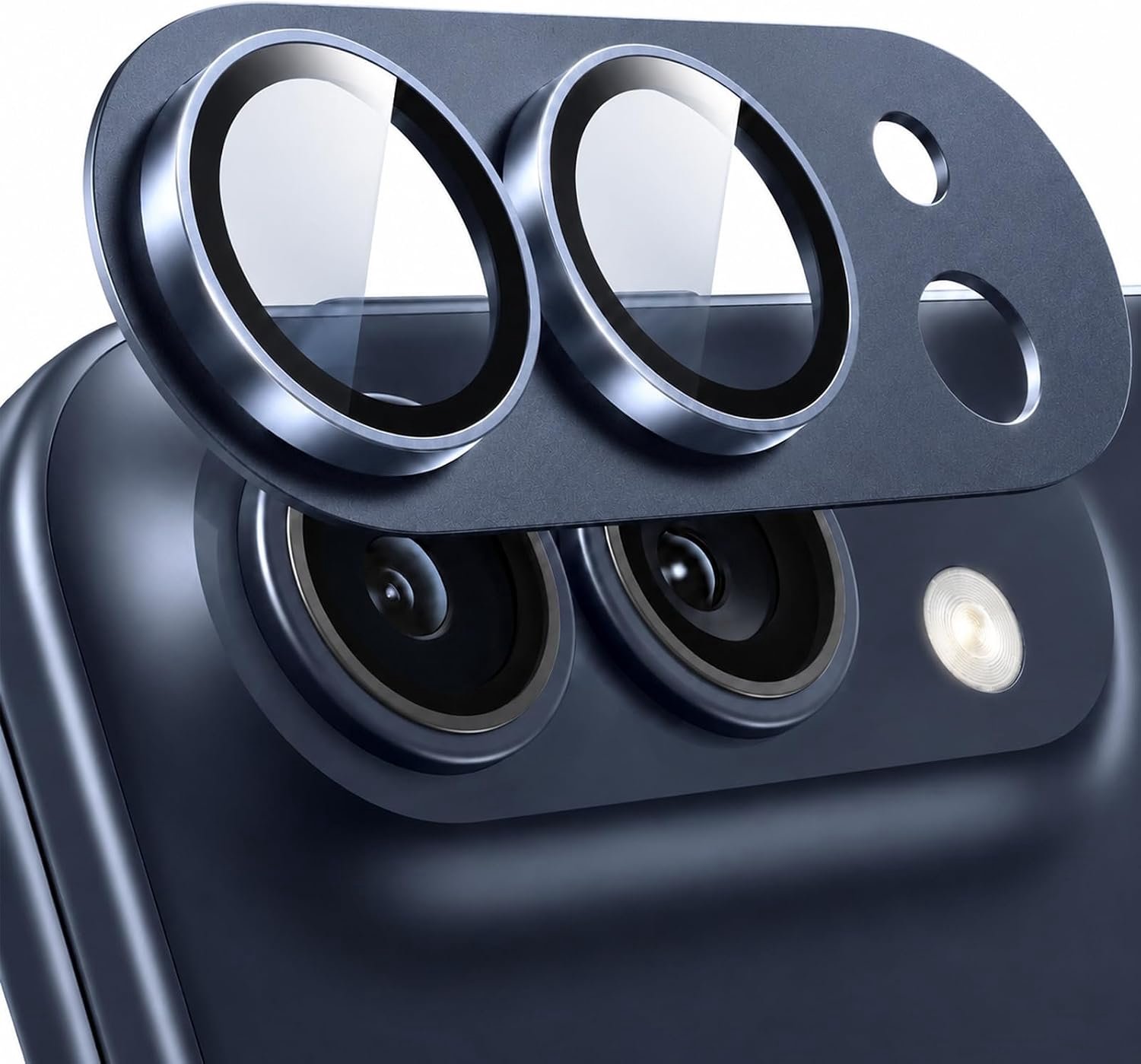 Zandarix Camera Lens Protector Geschikt voor Apple iPhone Duo - Militaire - Metaal 9H + Gehard Glas - Compatibel met Hoes - Blauw