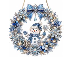 Kerstkrans voor Diamond Painting - Parel Diamant Schilderij Suncatcher Kit - DIY Suncatcher Knutselpakket - Met Led-Lichtsnoer - Kerst Decoratie - Raamhanger - Muurdecoratie - DIY Knutselpakket - Complete Set Accessoires