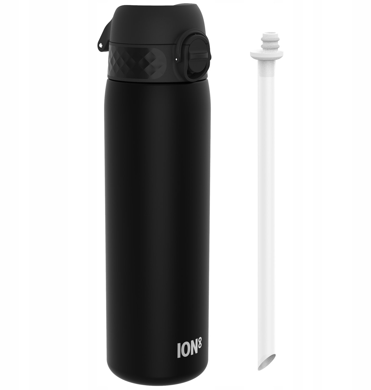 ION8 Bidon met Rietje 0,5L - Zwart - BPA-Vrij - PZH Goedgekeurd