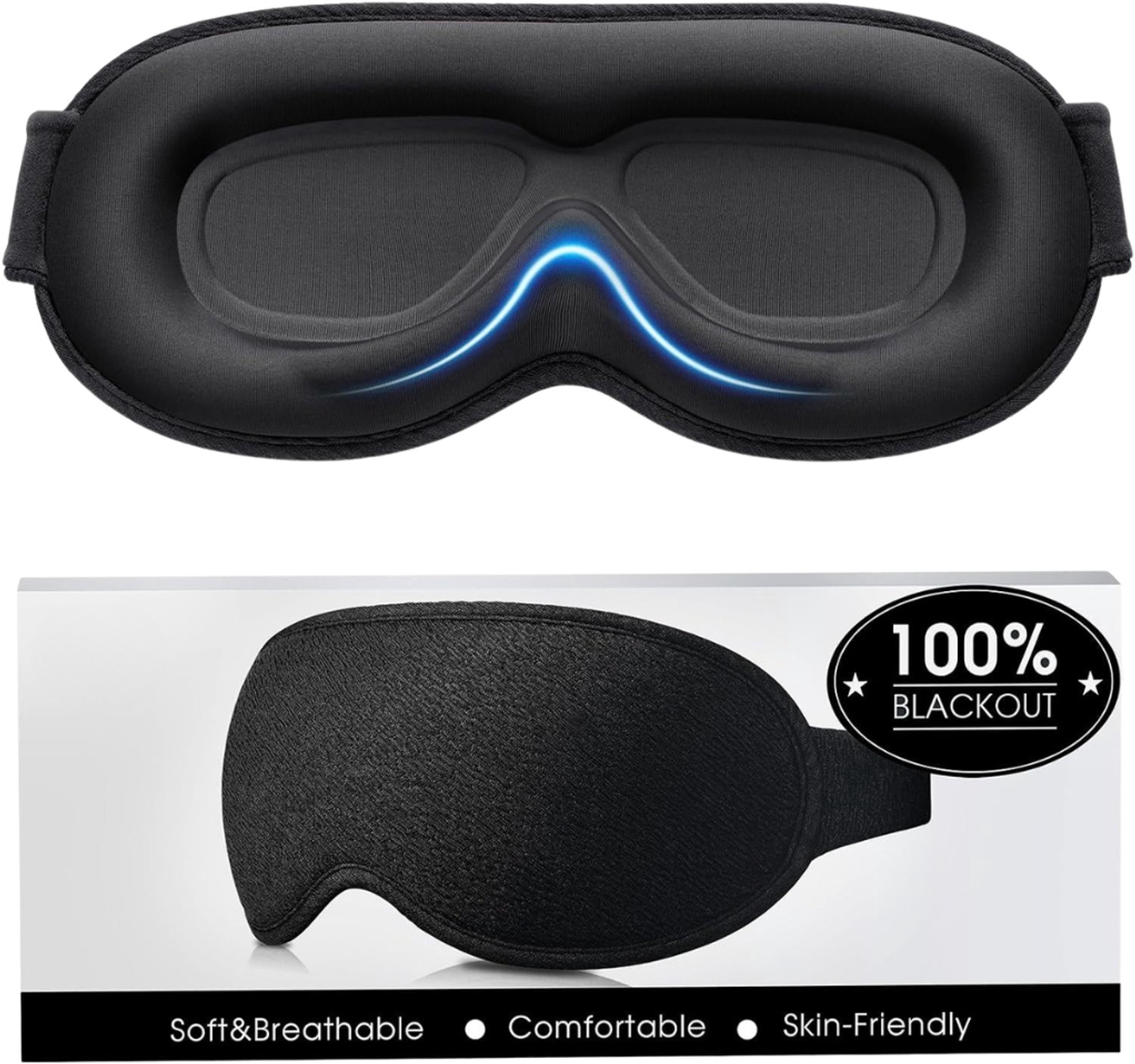 Verte - Slaapmasker - Blackout - Voor Dames En Heren - Geen Druk Op De Ogen - Ergonomisch Ontwerp - 3D-Uitsparing - Oogbewegings- En Wimpervriendelijke Nachtopening - Ultrazacht - Comfortabel Om Mee Te Slapen