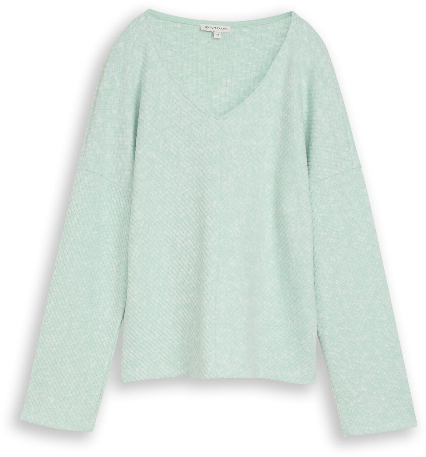 Tom Tailor - Gezellig sweatshirt met V-hals - Maat M - dusty light green melange