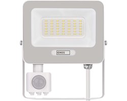 EMOS GLARO LED-schijnwerper met bewegingssensor, 30 W, wit, IP54, 3000 lm, neutraal wit, ZS2334W