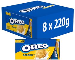 OREO Golden Koekjes met Vanille Crèmevulling - Doos 8 x 220g (10 x 22g) - Koek voor Onderweg - Familie Verpakking - Groot Verpakking