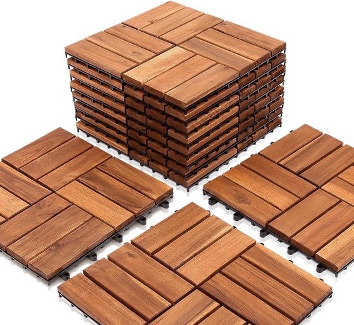 Houten Terrastegels Acaciabeuk 30x30 cm - 1m² Balkontegels met Drainage