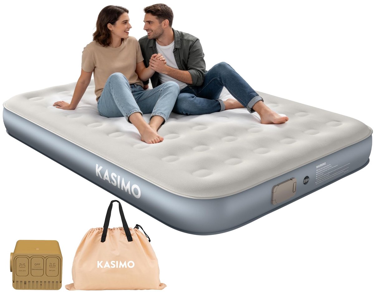 Opblaasbaar matras met pomp - Suède oppervlak - Zelfopblazend bed voor gasten - Ideaal voor thuis - ShopVlot