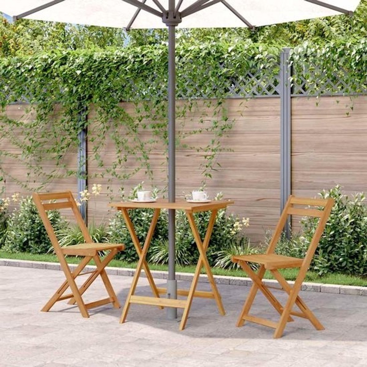 Houten Tuintafel - Klaptafel Balkon - Buiten Genieten - Weerbestendig Acaciahout - 60x60 cm - Natuurlijk