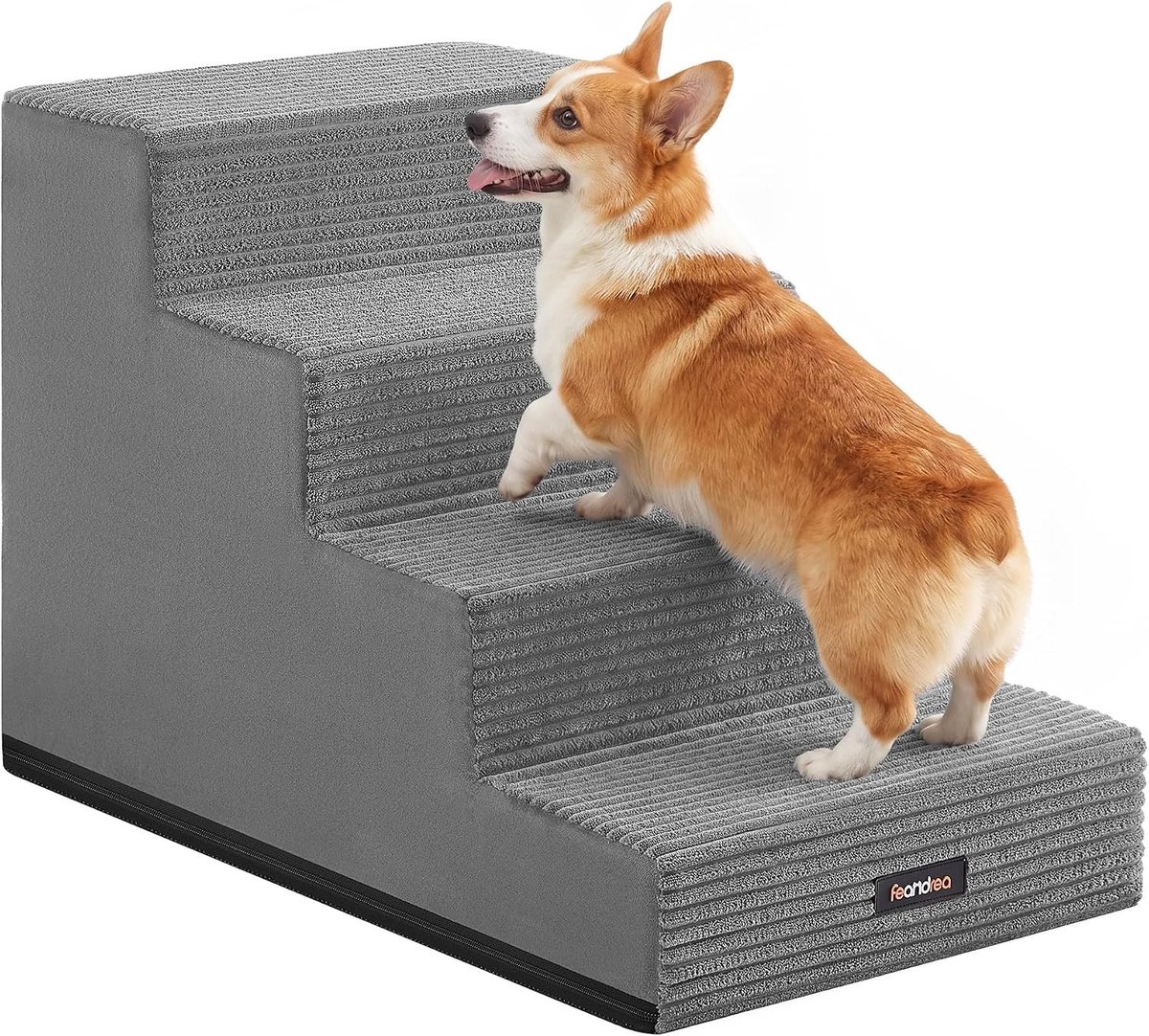 Hondentrap - Grijs - 62 x 40 x 44 cm - Schuimen Huisdiertrap met Antislip Oppervlak - Voor Kleine en Oudere Honden