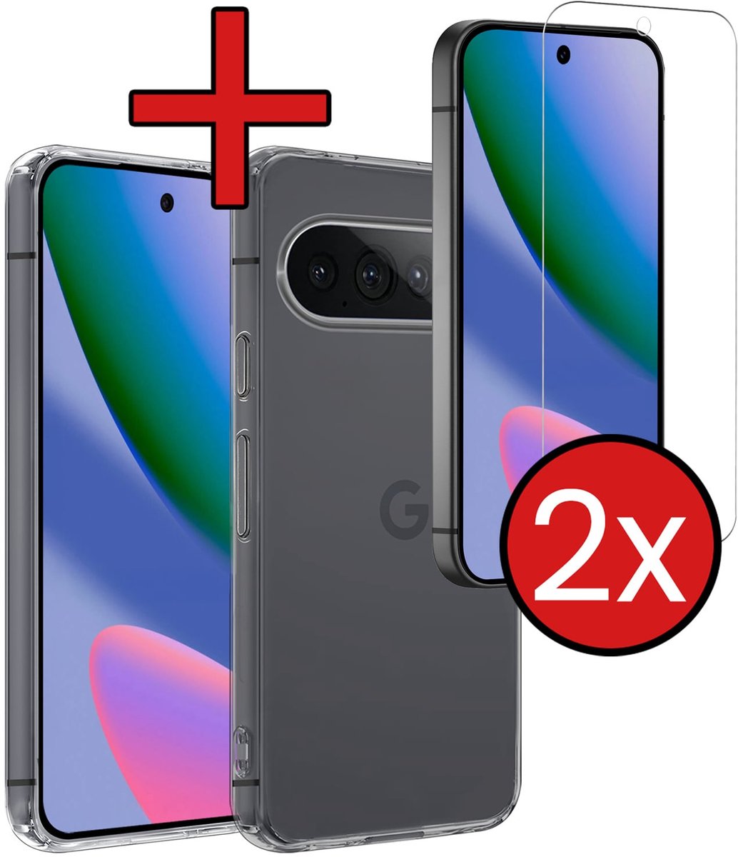 Hoesje - Met 2x Screenprotector - Geschikt voor Google Pixel 11 Pro XL - Sterk & Shockproof - Telefoon Hoes - Back Cover - Siliconen Case - Telefoonhoes - Transparant