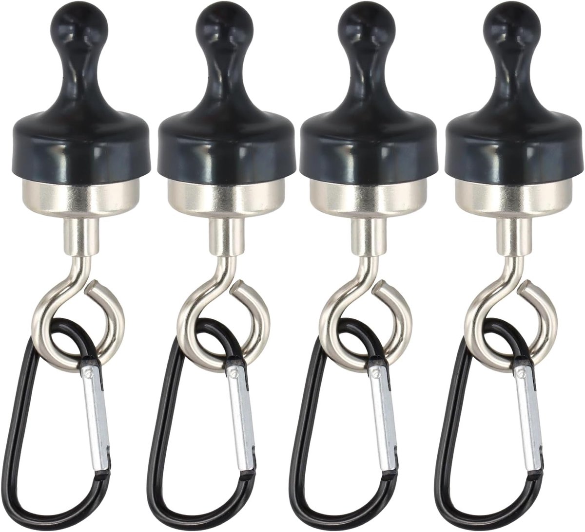 Magnetische haken, extra sterke magnetische haken zwart, 15 kg camping magnetische haken, verwijderbare magnetische haken, voor camping koelkasten klaslokaal keuken (30 mm)
