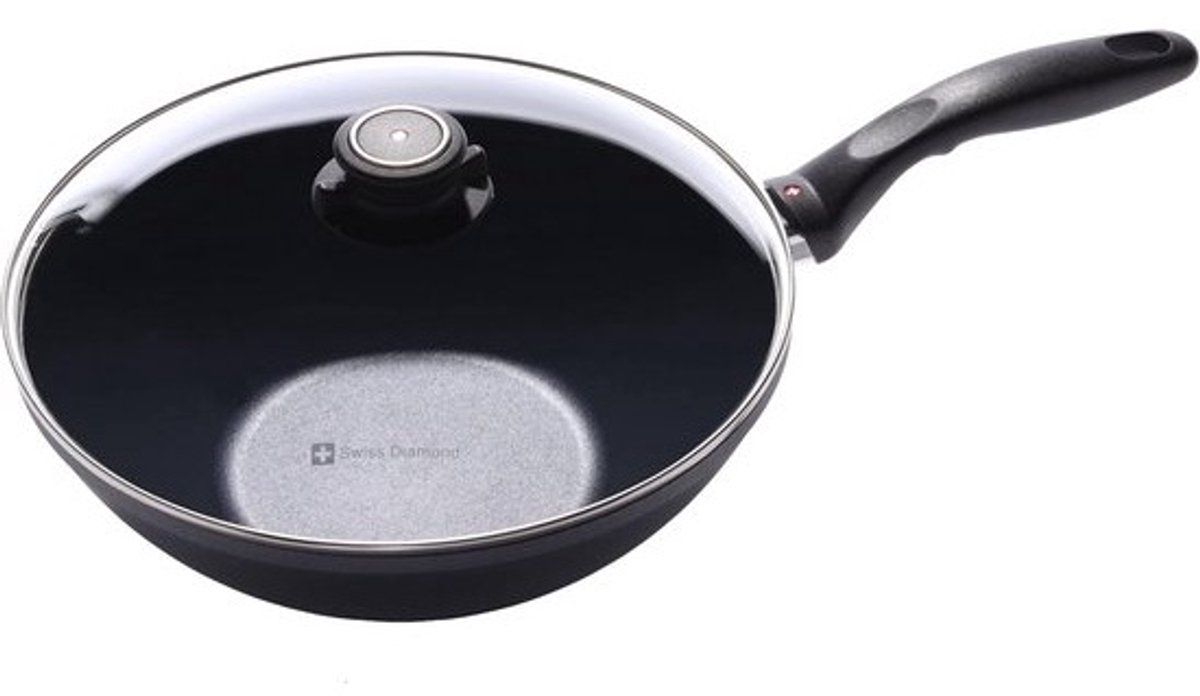 28 cm wok met deksel en grill