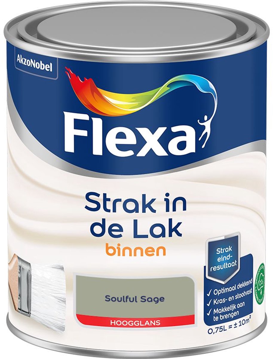 Flexa - Strak In De Lak Binnenlak Hoogglans - Soulful Sage - 750 Ml - Kleur Van Het Jaar 2027