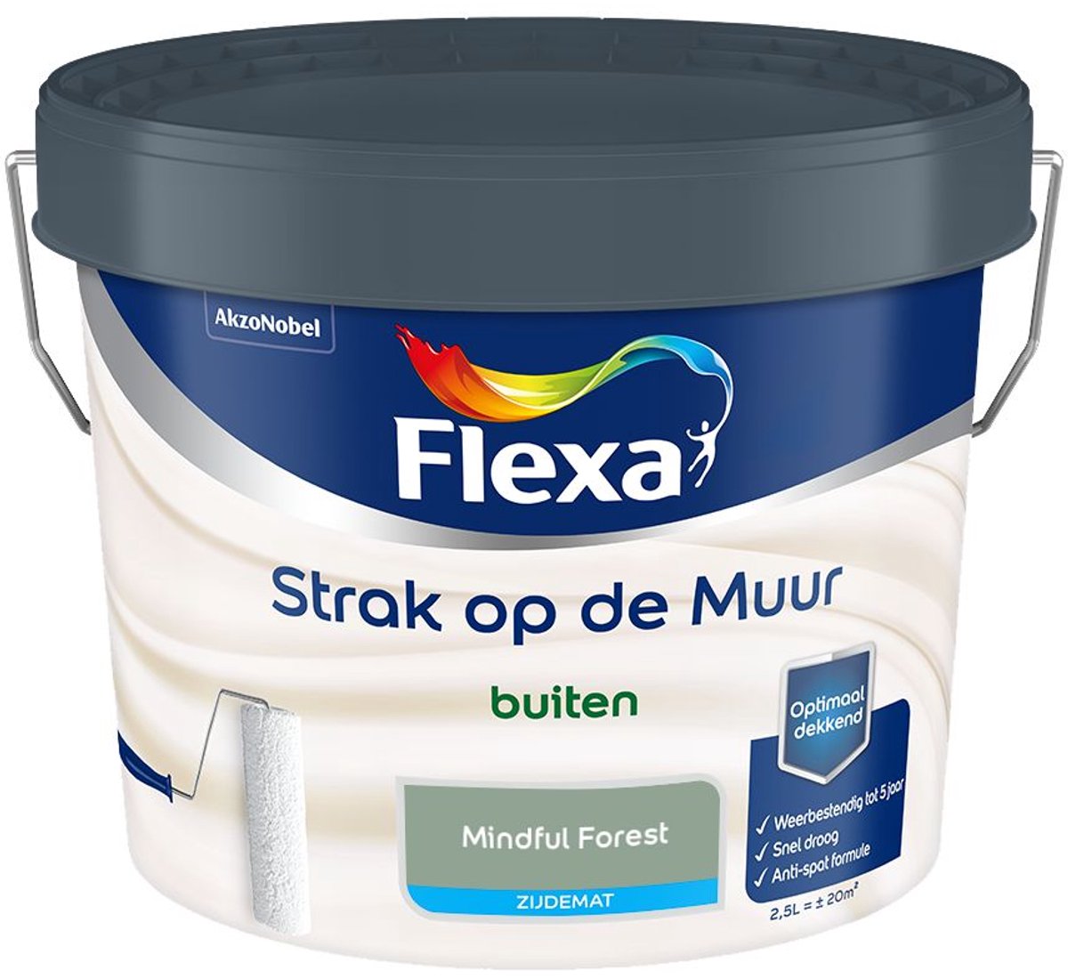 Flexa - Strak Op De Muur Buiten Zijdemat - Mindful Forest - 2,5 L - Kleur Van Het Jaar 2027