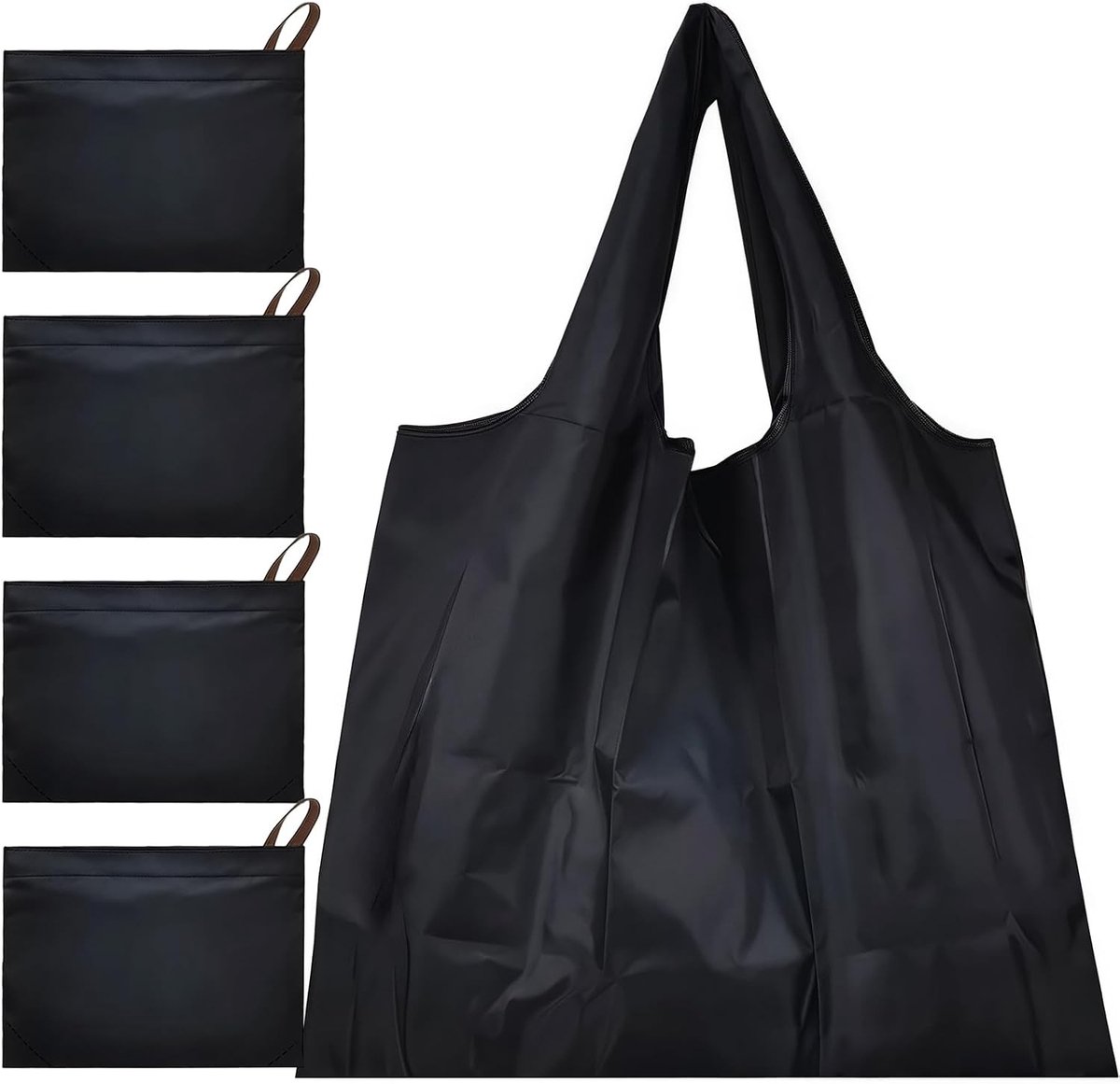 4 Stuks Vouwbare Winkeltassen, Grote Herbruikbare Tassen met Handvatten, Waterdichte Nylon Tassen voor Supermarkt, Strand, Picknick en Voedselbezorging (50x48cm)