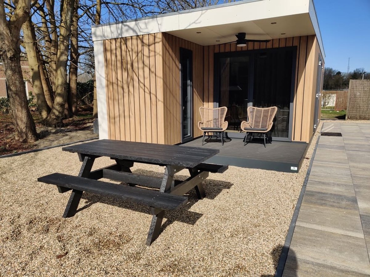 Picknicktafel Ibiza Zwart 180cm - Rekupro - Kunststof - onderhoudsvrij - Duurzaam & Weerbestendig