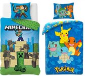 Minecraft en Pokemon slaapkamerset; dekbedovertrekken