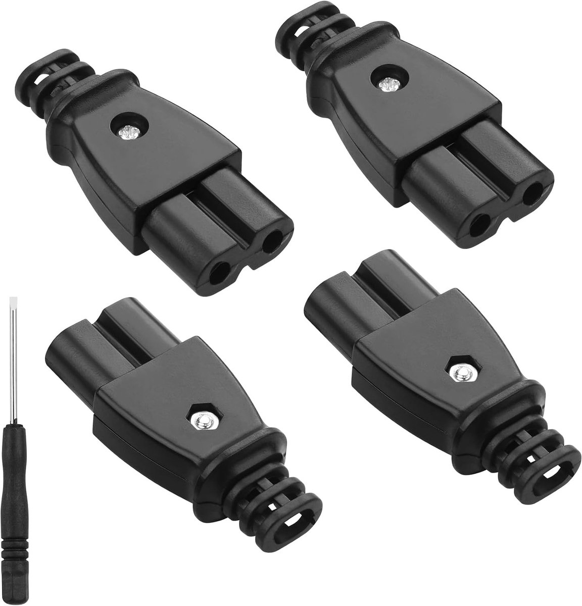 AC 250V C7 Stekker, Verlengsnoer voor Apparaten, Vervangende Stekker voor Sockets en Lampen (Set van 4)