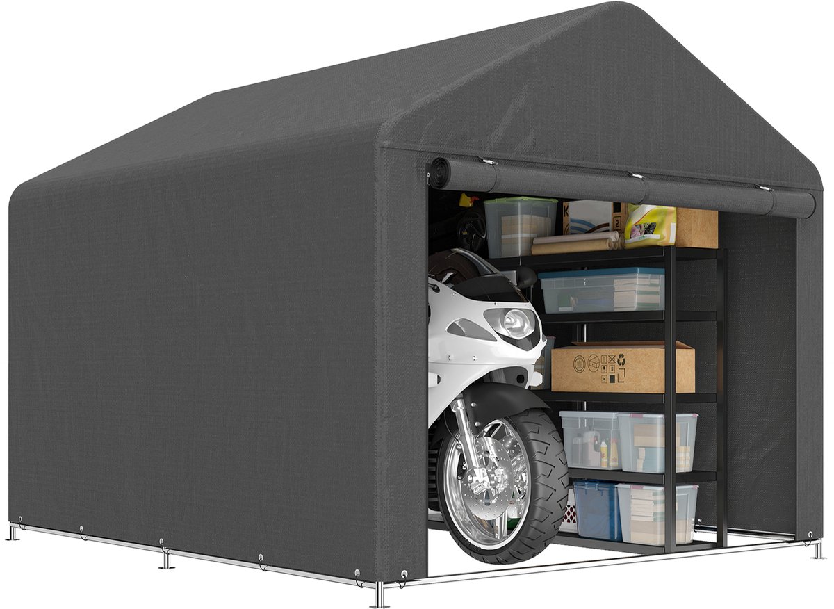 Opbergtent - Met Oproldeur - Voor Tuin En Terras - Donkergrijs -200x238x183cm