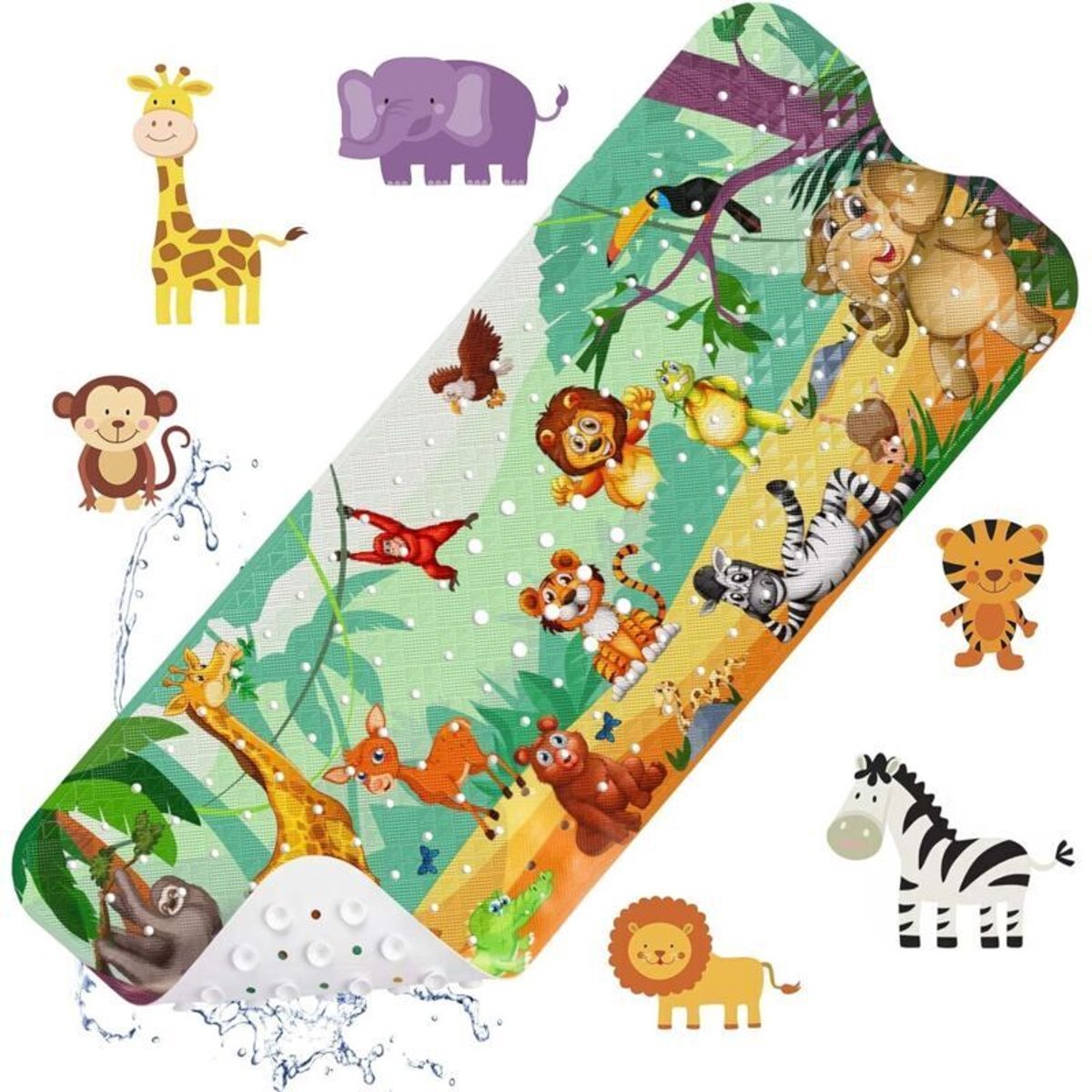 Antislip babybadmat, 100x40cm, duurzame douchemat geschikt voor 200 zuignappen, geschikt voor kinderen en baby's, BPA-vrij PVC-materiaal, machinewasbaar.