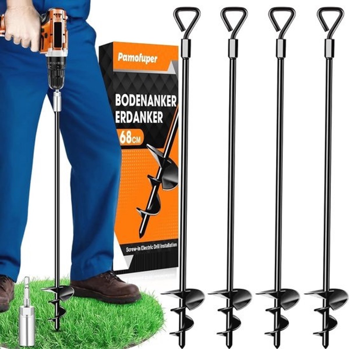 Heavy Duty Grondanker Set voor Trampolines en Tenten - 4 Stuks