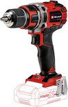 Einhell accu boor-/schroefmachine, rood en zwart, met snelspanboorkop en Power X-Change indicatie.