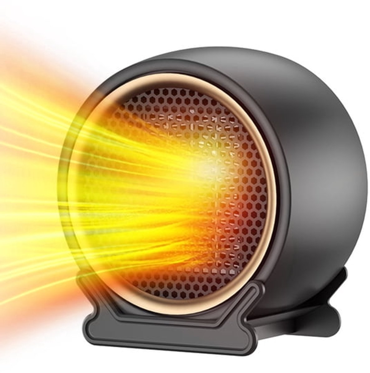 Draagbare elektrische kachel, kleine mini-kachel voor binnen, 1200W met thermische sensor, geschikt voor thuis en slaapkamer - zwart.