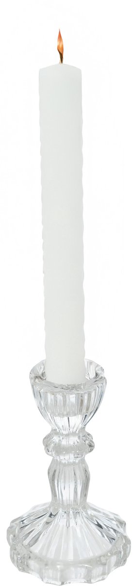 Decoration kaarsen kandelaar Decoglass - voor dinerkaarsen - glas - transparant - 7 x 11 cm