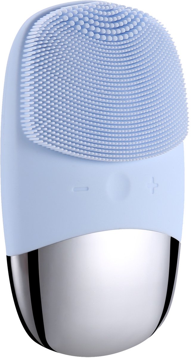 Sonische siliconen gezichtsreinigingsborstel, 5 trillingsstanden, IPX7 waterdicht, oplaadbare gezichtsmassageapparaat voor dieptereiniging van poriën, geschikt voor alle huidtypen（blauw）