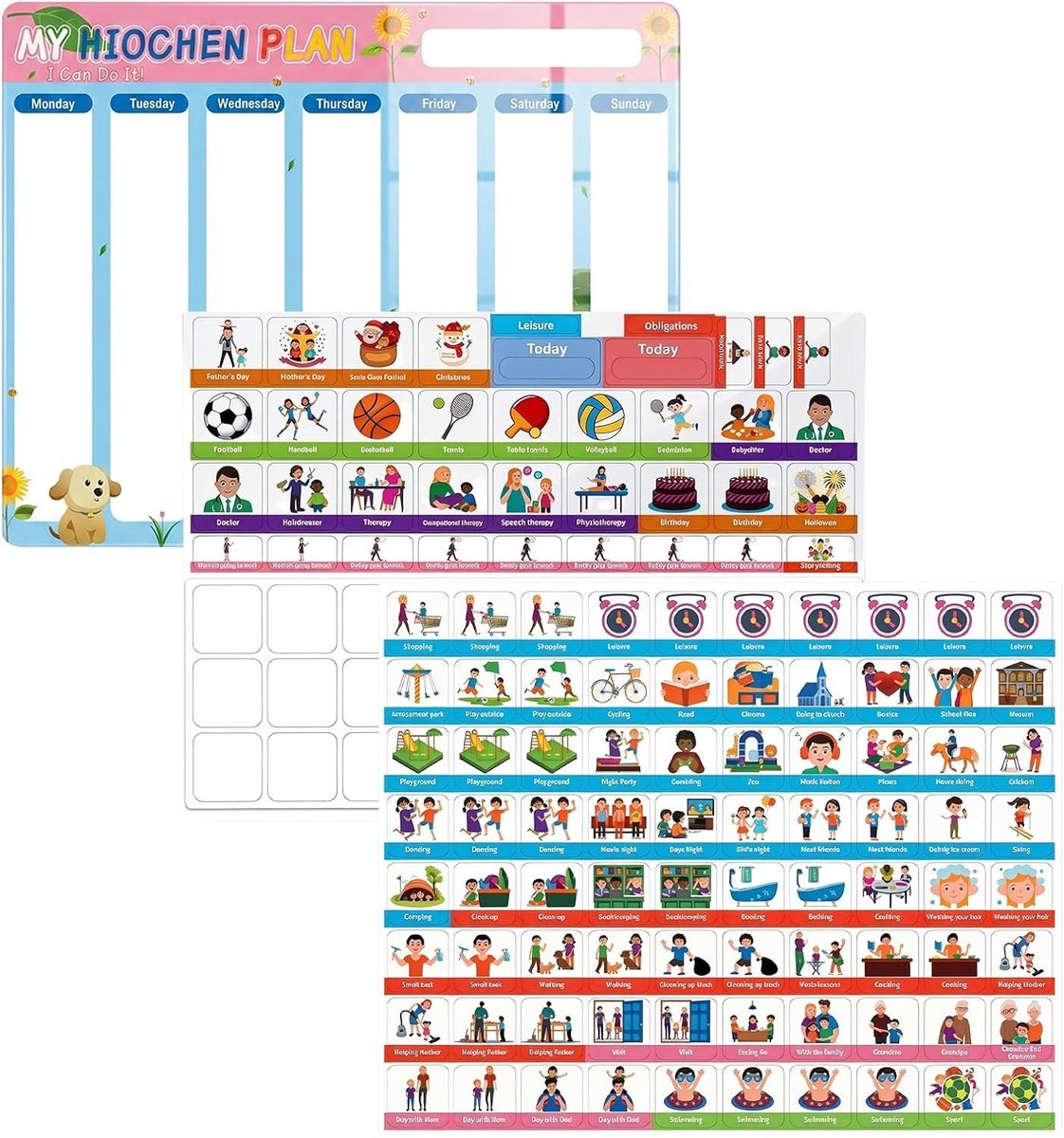 Wekelijkse Planner voor Kinderen met Sterke Magnetische Achterkant - 43.5 x 32.5 x 2 cm - Ideaal voor Routine, Organisatie en Activiteiten