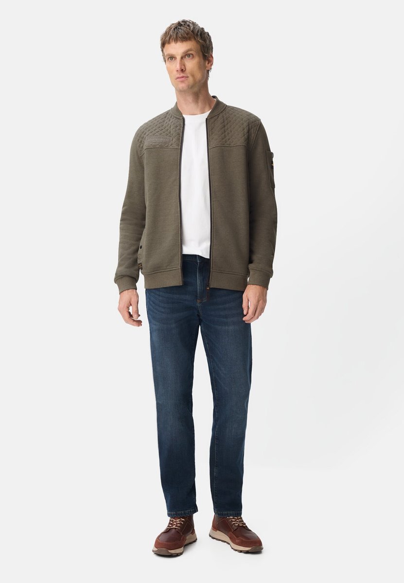 camel active Sweatbomberjack met mouwzak - Maat menswear-M - Olijfgroen